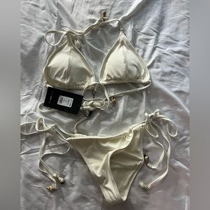 Woman's large white bikini